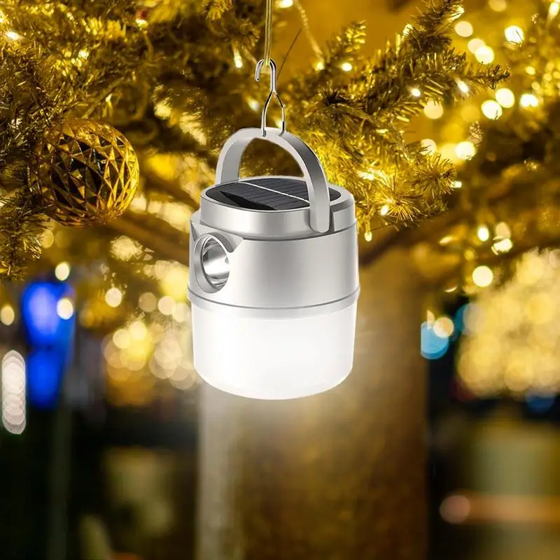 Electric Lantern Solar Powered LED Camping Light Solar Powered Rechargeable LED With 4 Light Modes USB Charging Portable