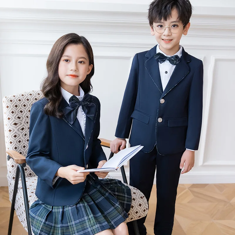 

Children Students Class Dress Clothes Set Boys Girls School Uniform Performance Set Kids Blazer Pants/skirts Outfit