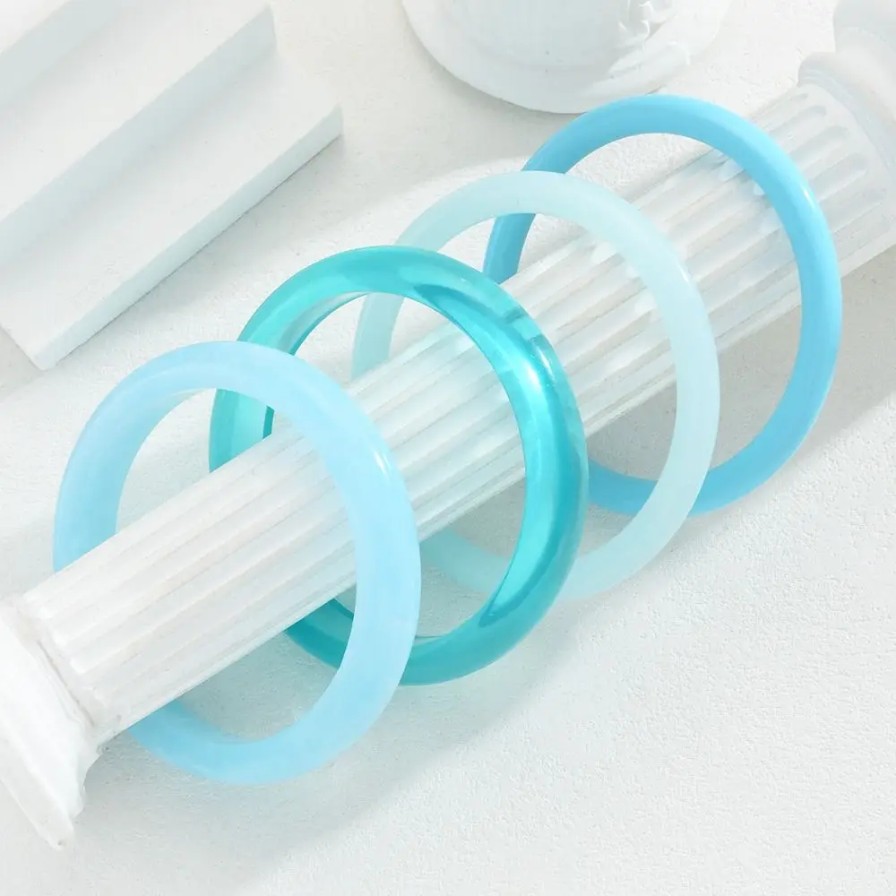 Jewelry 4Pcs/Set Acrylic Bracelets Set Stackable Hand Ring Boho Bracelets Translucent Korean Curved Tube Bangle Women