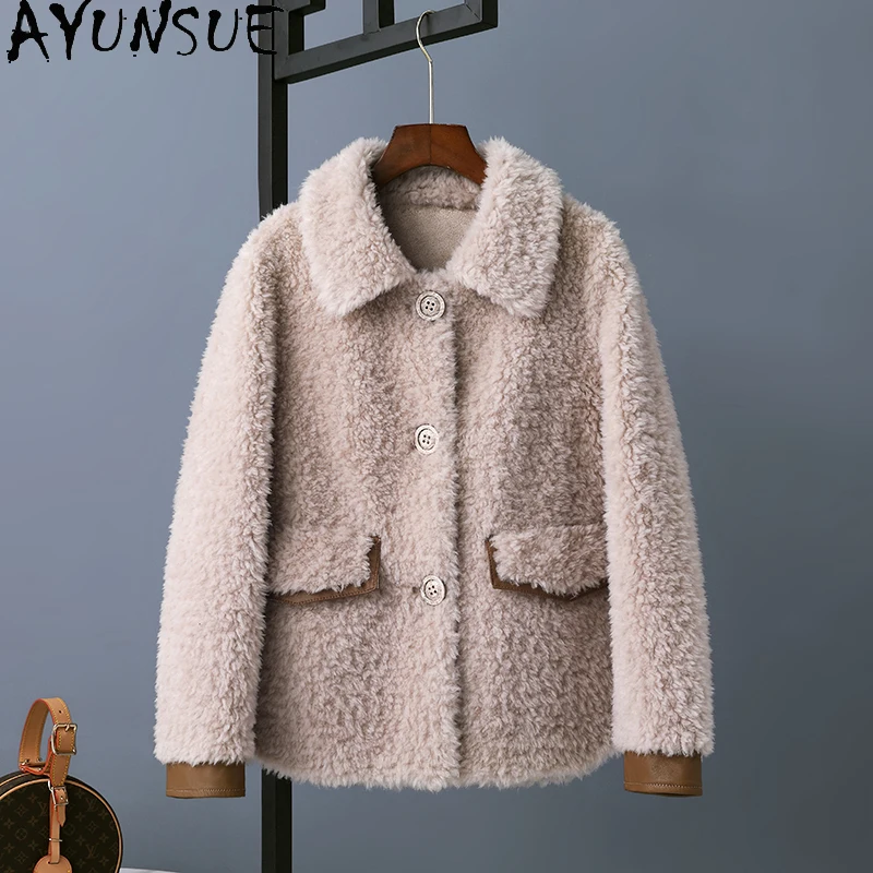 AYUNSUE женские зимние пальто, пальто из овчины, женское модное шерстяное меховое пальто, теплая Женская одежда, меховая куртка, Casaco Feminino Lq