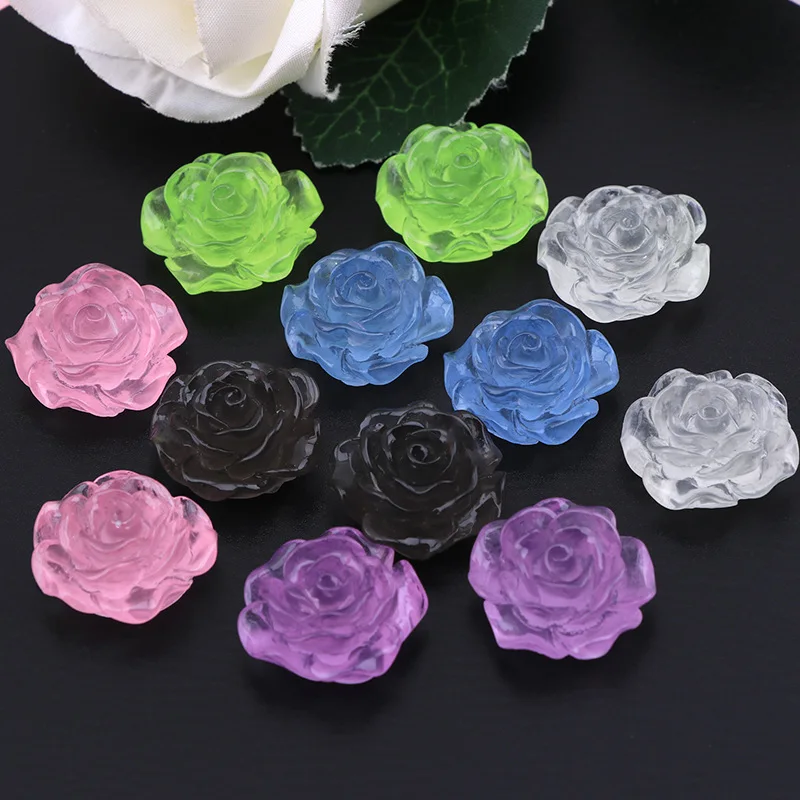 

Luminous Rose Resin Cabochons Flatback for Scrapbook Crafts 20pcs Lovely Glow in Dark Roses Flower Resins Accessory DIY Charms
