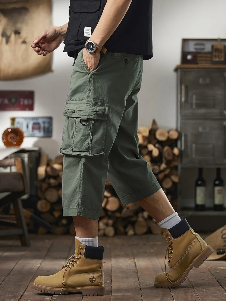 

Летние мужские рабочие брюки 7/8, повседневные уличные американские брюки Sle orts Faionable Ci, смесь хлопка, дышащая тонкая ткань