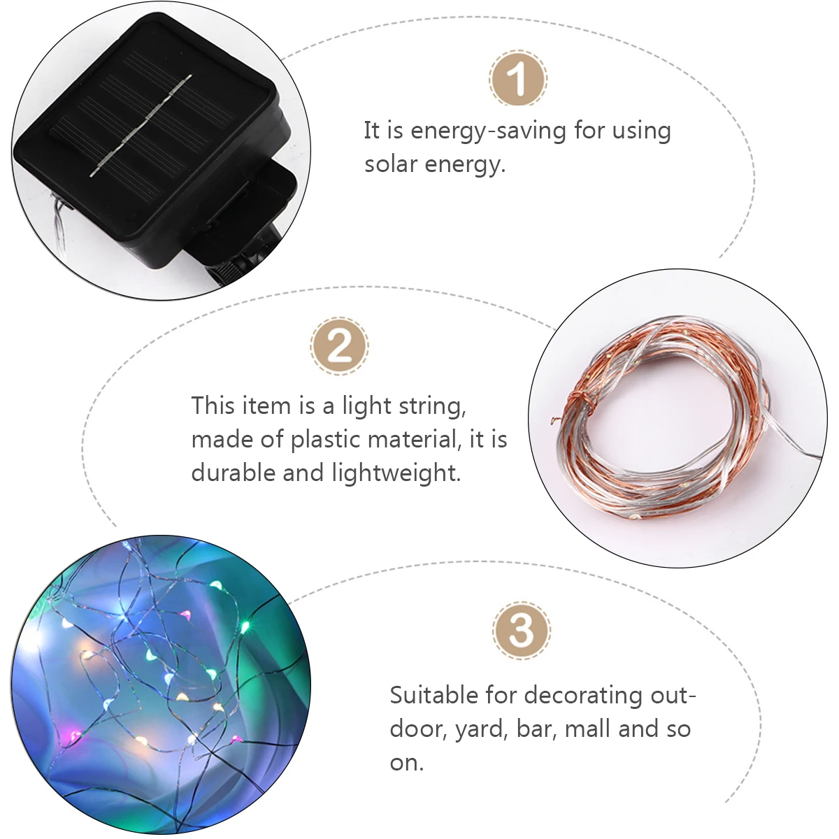 Warm LED Light String Solar Power Lights for Outdoors Hanging Christmas outside Decor