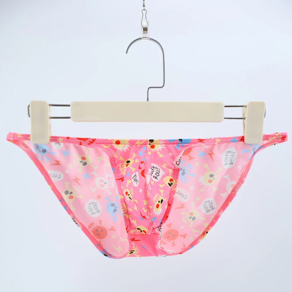 

Men Low Rise Sissy Big Bulge Pouch Lingerie Skull Printed Underwear Briefs Quick Dry Panties Soft Sleep Breathable Underpants