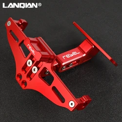 For Honda Rebel 500 300 CMX 300 1100 CMX500 REBEL 1100 DCT Adjustable Rear Tail Tidy License Plate Holder Bracket LED Light