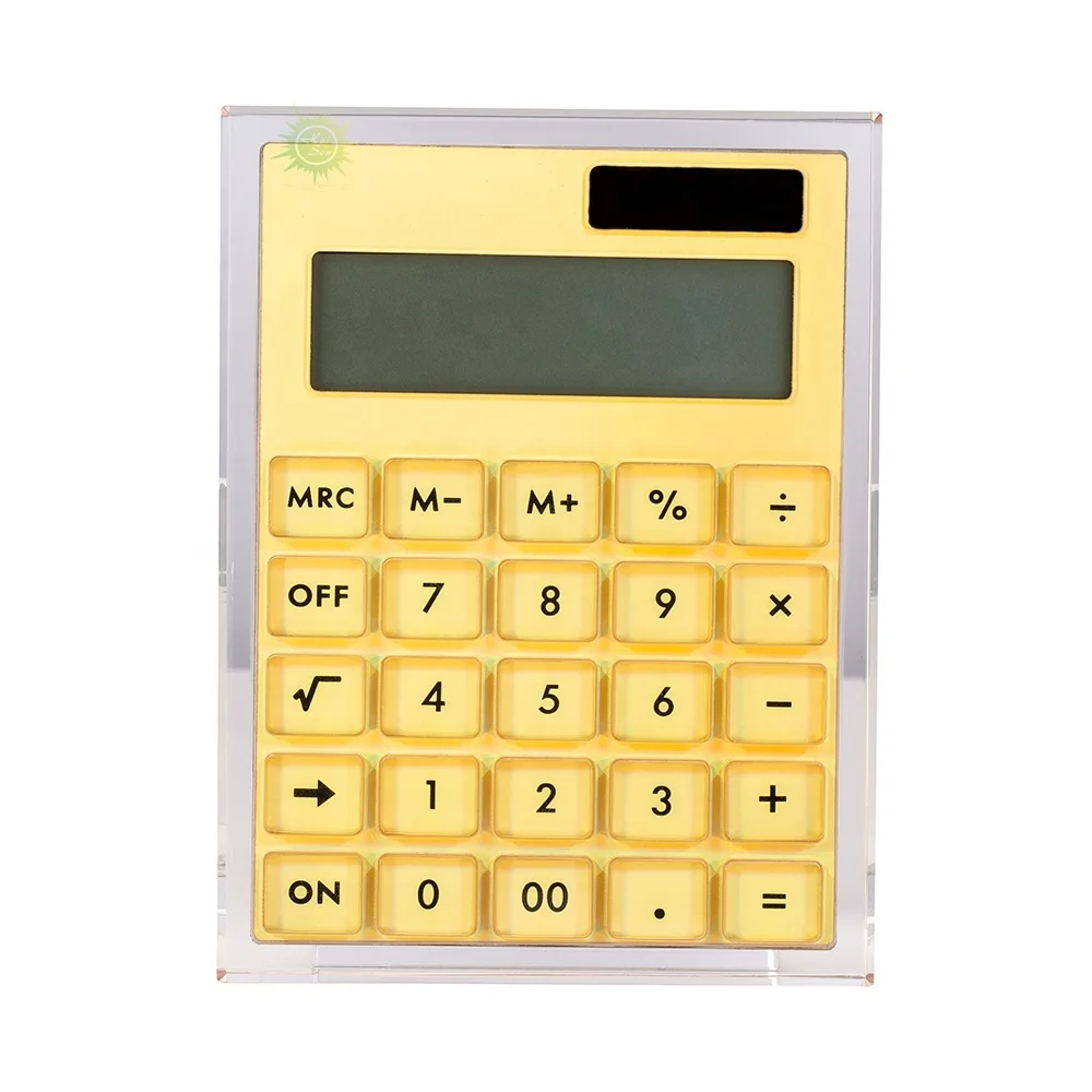 Hot‑Sale Desktop Mirror‑Gold 12‑Digits Acrylic Calculator, Solar Powered Accessory for Office & Home Daily Use
