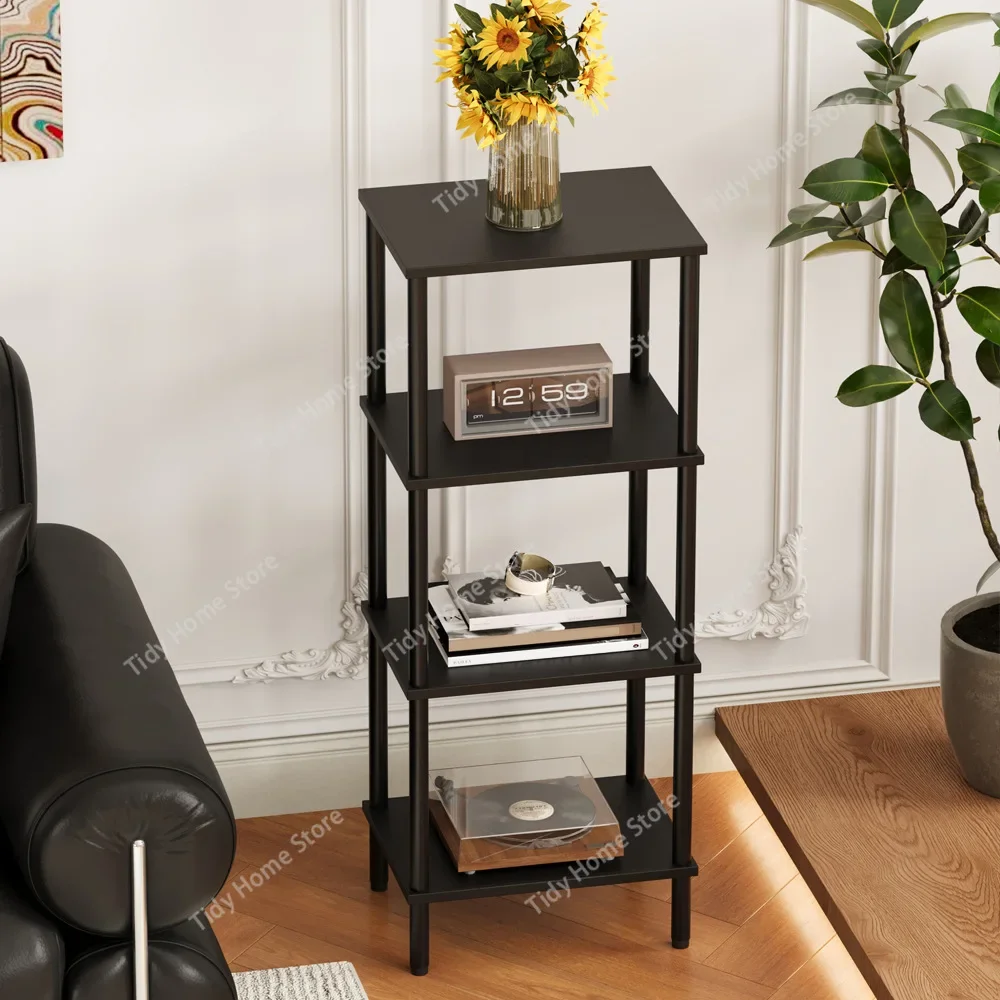 Multi-layered iron and wood combination storage rack for the sofa side in the living room, suitable for multiple scenarios