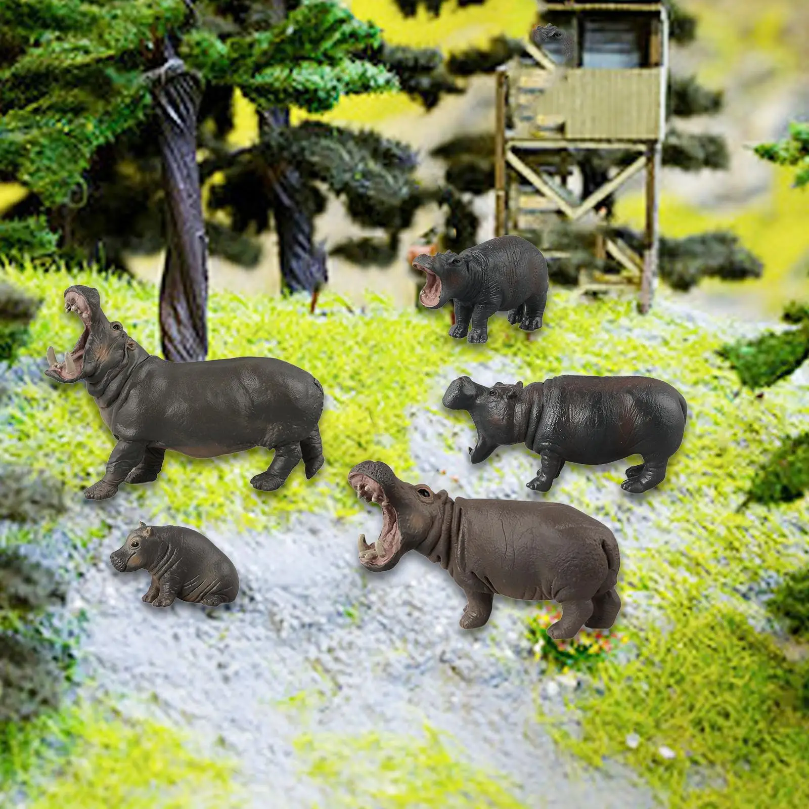 Figuras de animales de 5 piezas, regalo navideño para niños, niños africanos