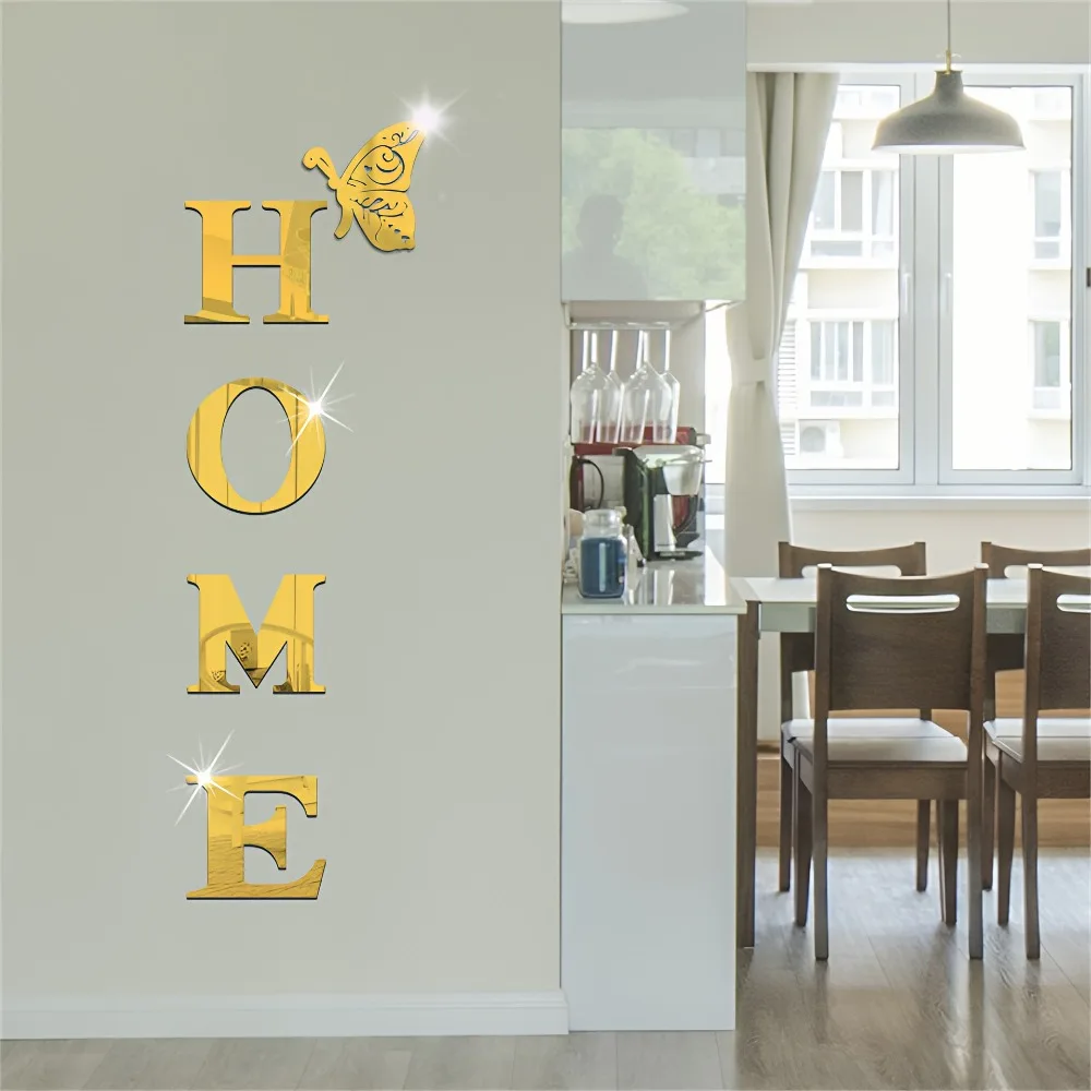 3D الاكريليك كبير DIY مرآة ذاتية اللصق للإزالة الجدار ملصق الأسرة الإنجليزية الأبجدية غرفة المعيشة غرفة نوم ديكور المنزل #4