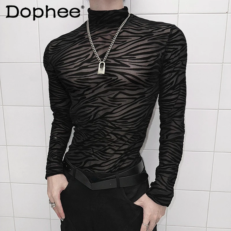 

Men's 2025 Four Seasons Wear New Tees Men's Trendy Long Sleeve T-Shirts Male Slimming Personality Handsome Breathable Chic Tops
