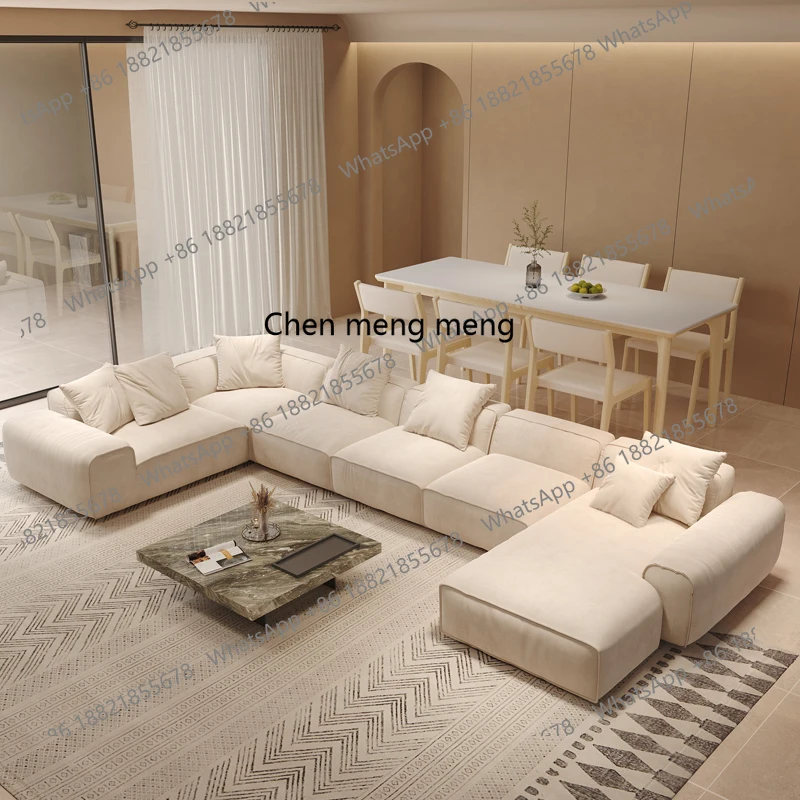 

Sofa cream wind matte cloth combination large flat sofa living room large corner princess sofa