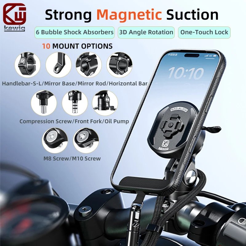 kewig-m36-motorcycle-phone-holder-with-vibration-dampener-magnetic-back-sticker-motorbike-bicycle-bike-scooter-adv-phone-mount