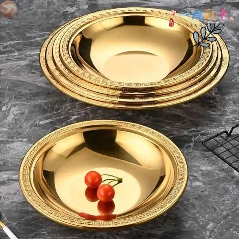 

Traditional Gold Basin Baby One Year Old Ceremony Handwashing Bowl round Stainless Steel Material Household Cleaning Tool
