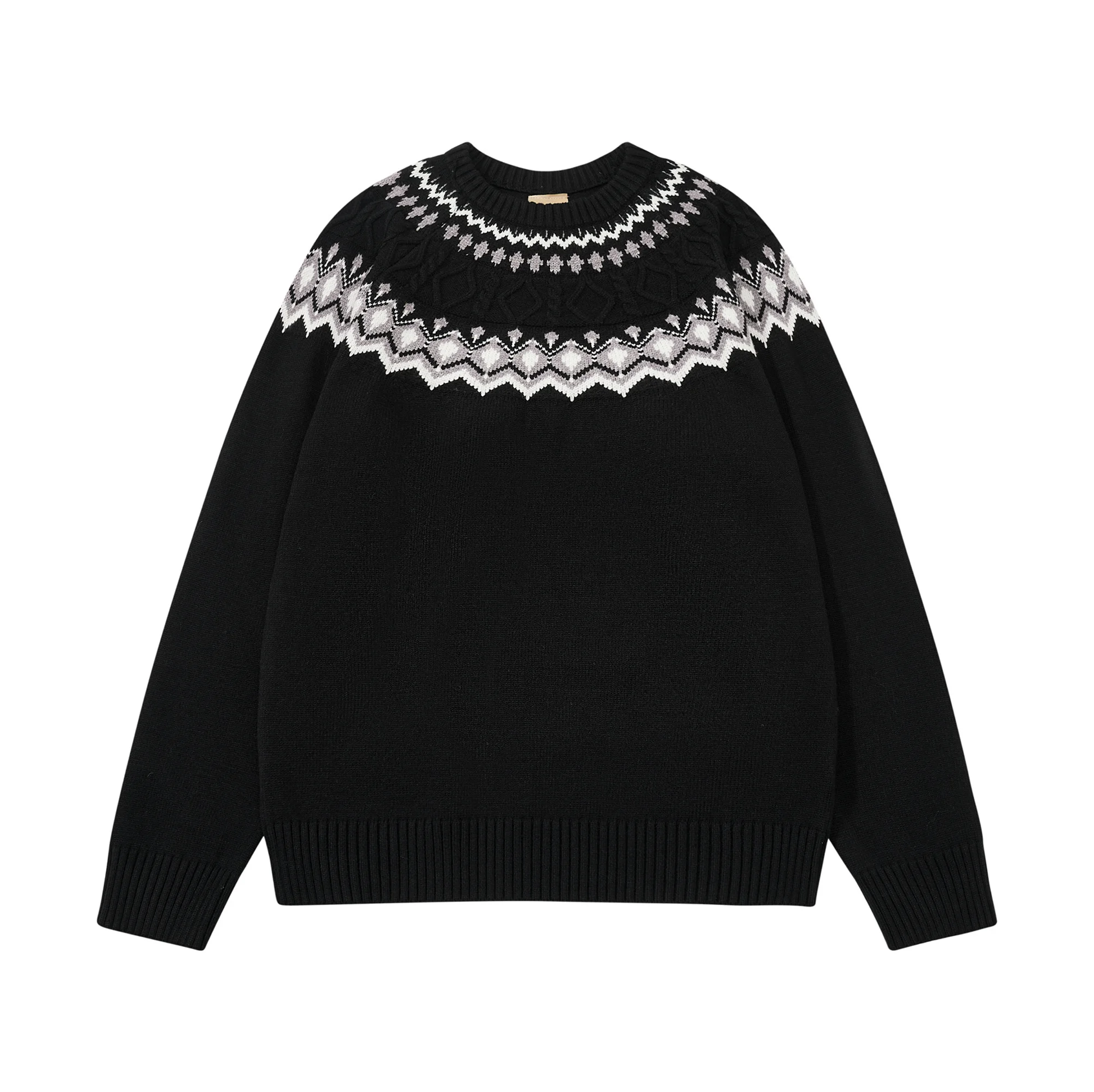 

GXFortune Ретро Fair Isle Knit круглый смешанный вязаный свитер для мужчин Lazy Sle Свободный повседневный трикотаж Удобный мягкий полиэстер...