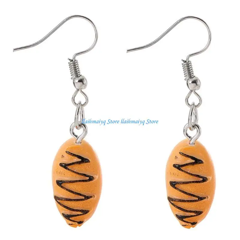 

573B Trendy Multi Type Pins Earring Women Minimalist Simulated Bread Earrings Studs