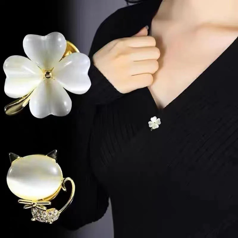 Fashion Brooch Set Flower Bow Brooches For Women Metal Anti-glare Lapel Pin Fixed Clothes Pins Sweater Coat Clothing Accessories