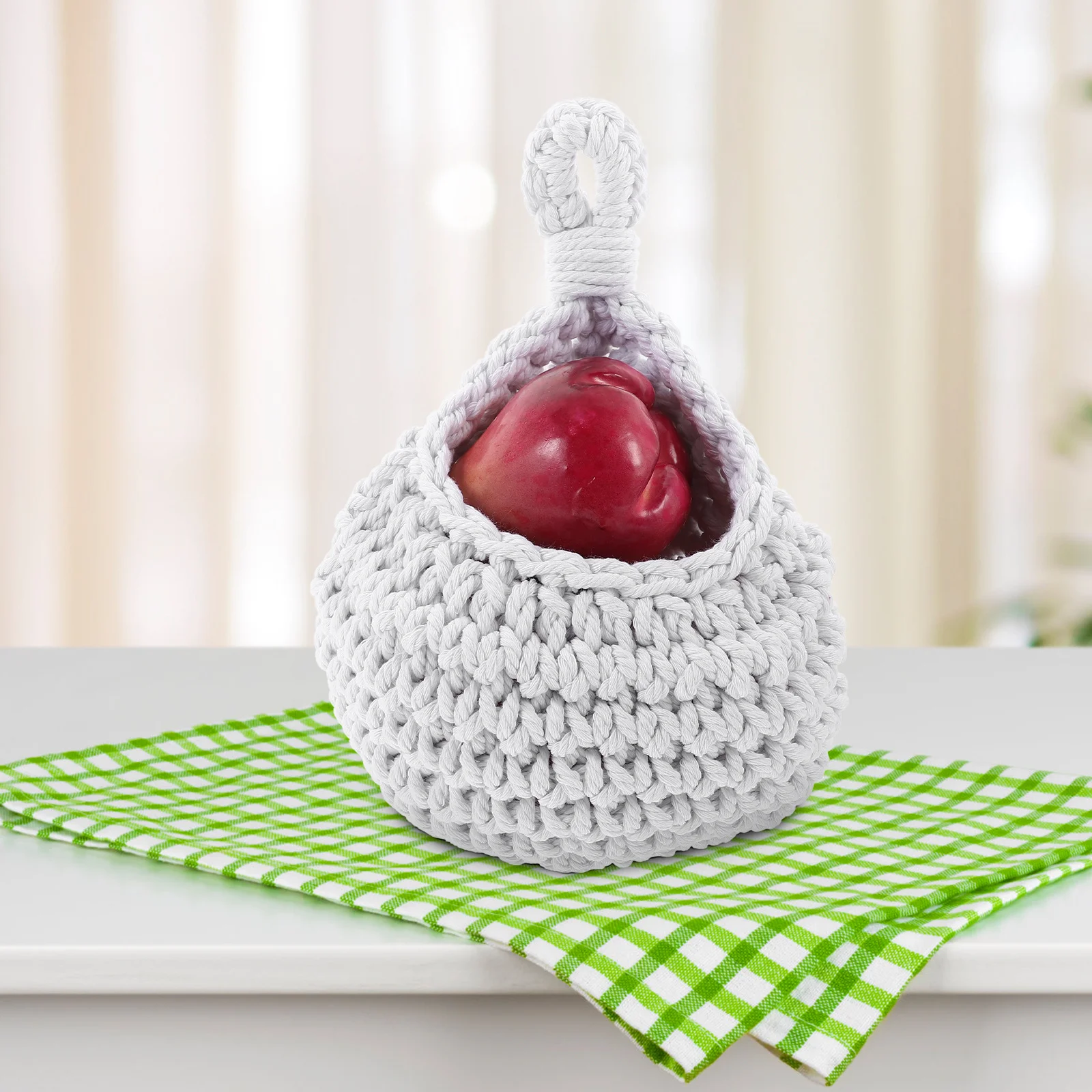 

Wall Hanging Basket Woven Storage Organizer For Kitchen Fruits Vegetables Snacks Bread Egg Holder Lightweight Strong Cotton Rope