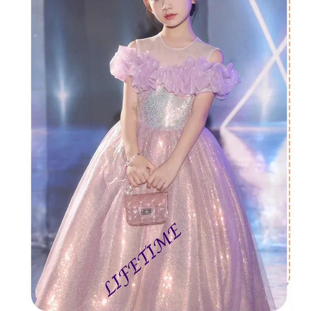 Customized Girls' Princess Formal Dress Luxury Puffy Light Performance Dress for Children's Host Stage Show Piano Show