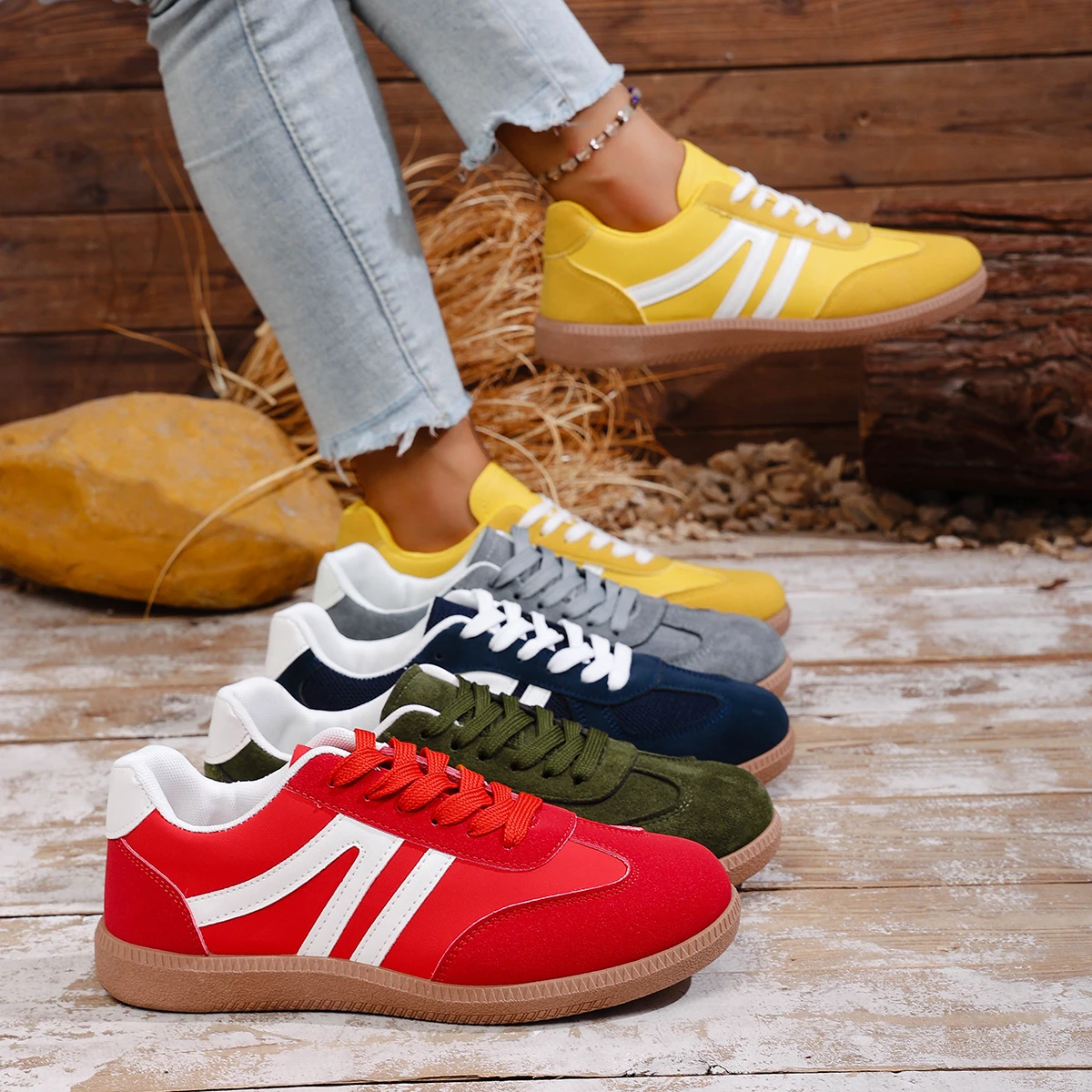 

Women's Fashion Shoes, Women's Casual Sports Shoes, Non-Slip Lace-Up Low-Top Casual Shoes, Wear-Resistant Women's Shoes,6524
