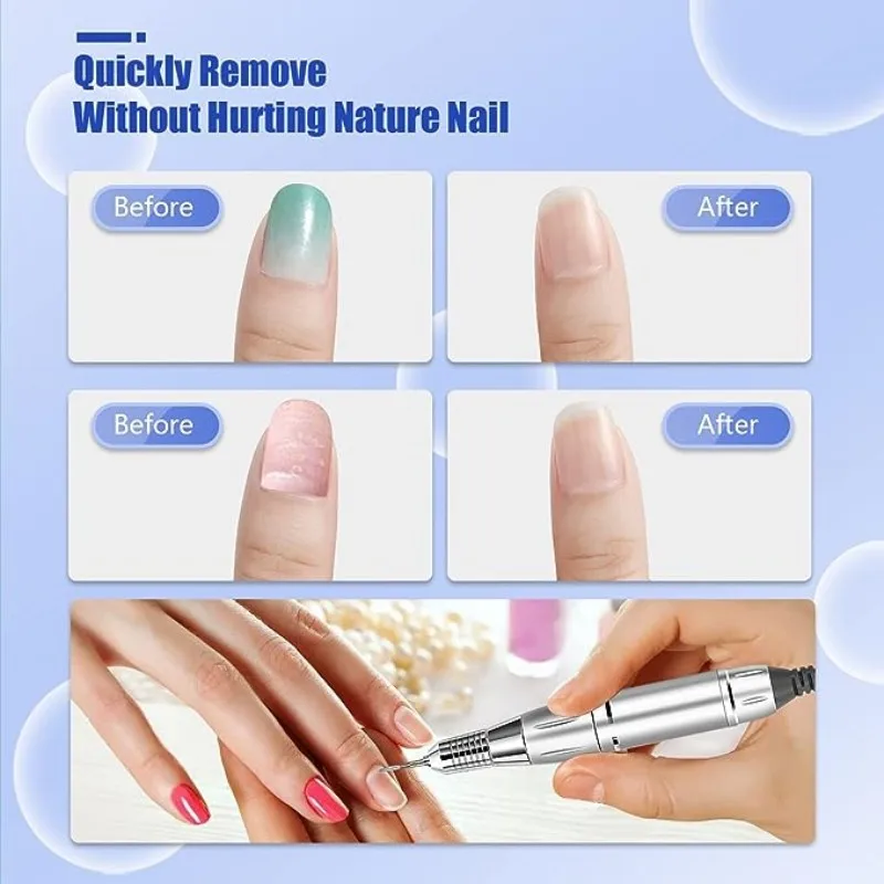 14 pcs Nail Drill Set 3/32 Inch Professional Diamond Nail Removal Drill Burr Electric Nail File Gel Exfoliation Tool Accessories