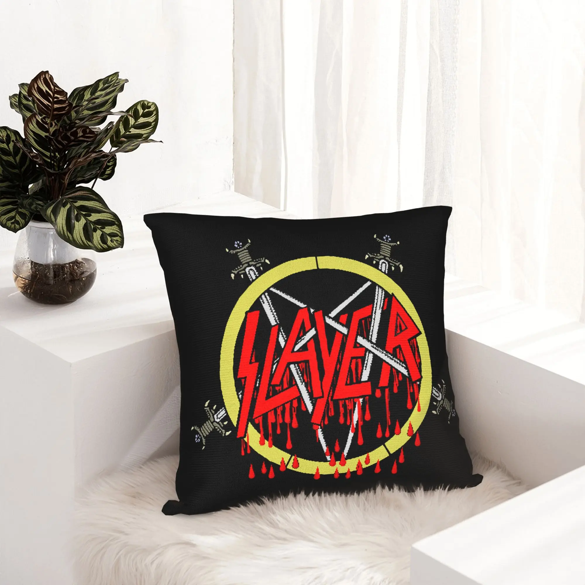 S-Slayers Logo Cushion Cover 45x45cm Heavy Metal Band Soft Cute Pillows for Sofa Home Decor