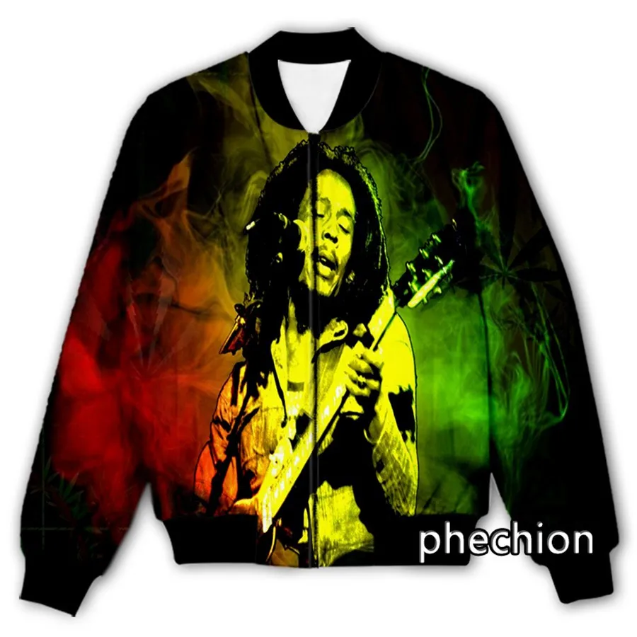 Phechion-새로운 패션 남성/여성 Bob Marley 3D 인쇄 캐주얼 재킷, 스트리트웨어 남성 느슨한 스포츠 재킷 & 코트 M138