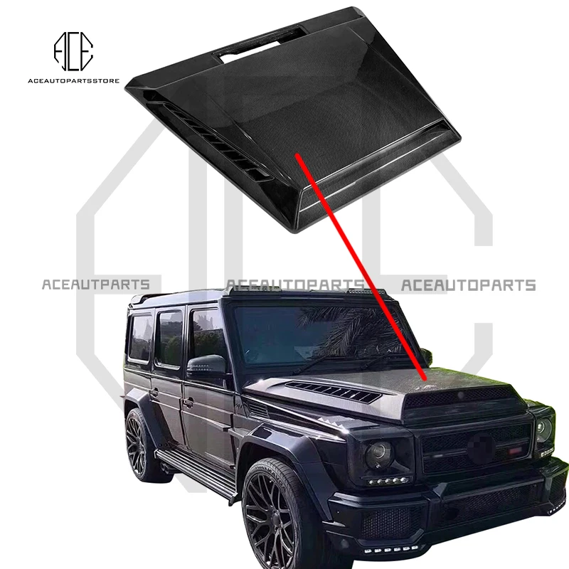 

Real Carbon Fiber Front Engine Hood Vent Cover for Mercedes Benz G Class W463 G500 G550 G55 G63 Car Bonnet Cap Car Styling