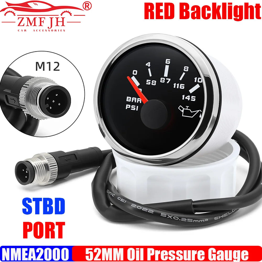 

Датчик давления масла ZMFJH NMEA2000 52 мм, штекер M12, 0-10 бар, 0-145 PSI, с красным LED-дисплеем, для морских судов, яхт и катеров (PORT STBD)
