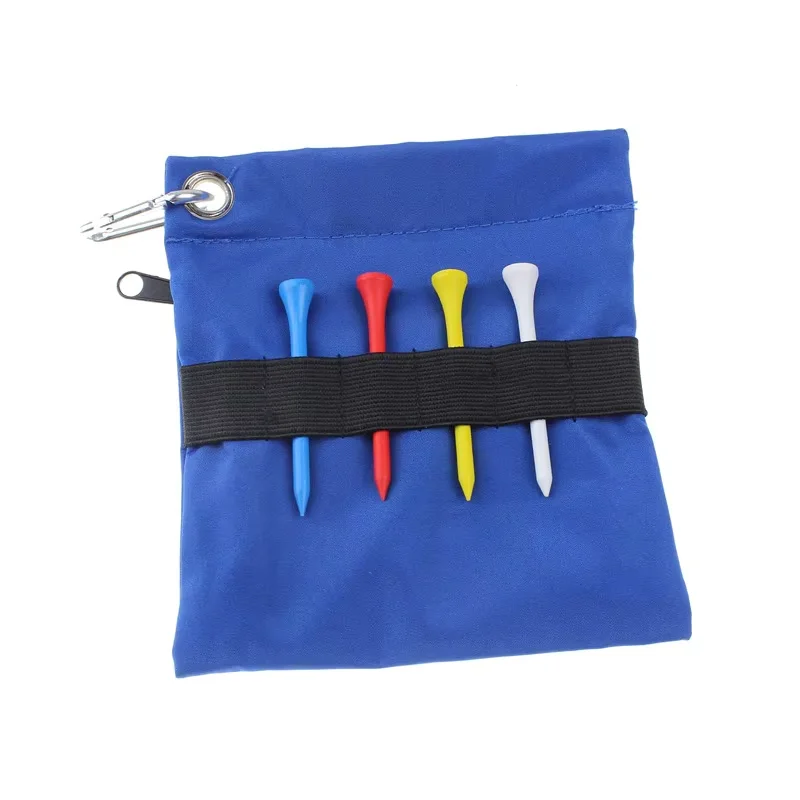 Golf Storage Bag Holder 16CM*14CM Nylon Golf Ball Bags With Zipper and Hook Golf Accessories Blue Color