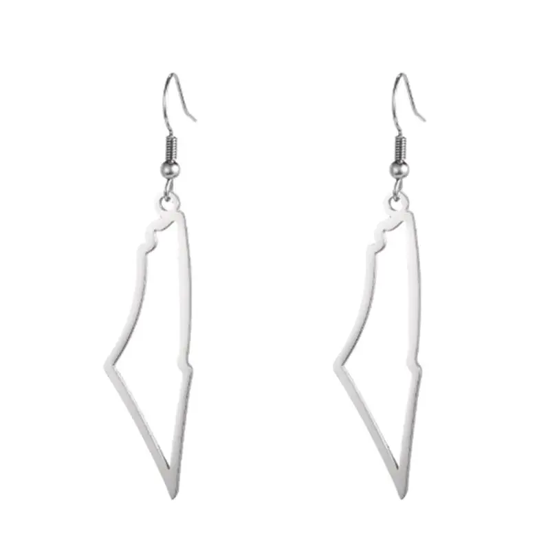Palestine Map Dangle Earrings Women Country Geography Map Pendent Earring Stainless Jewelry Eco-Friendly