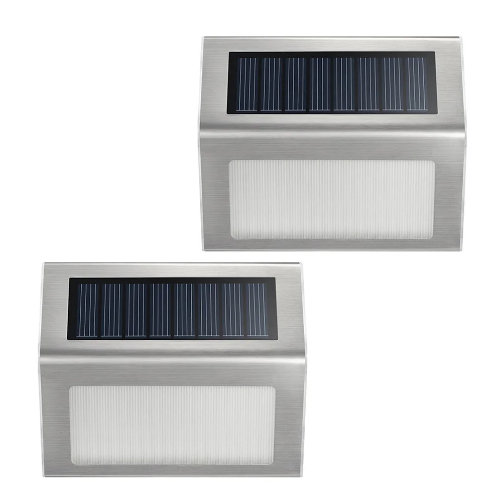 

2 PCS Solar Garden Light Lights Outdoor Powered Led Landscape Stainless Steel for outside Path