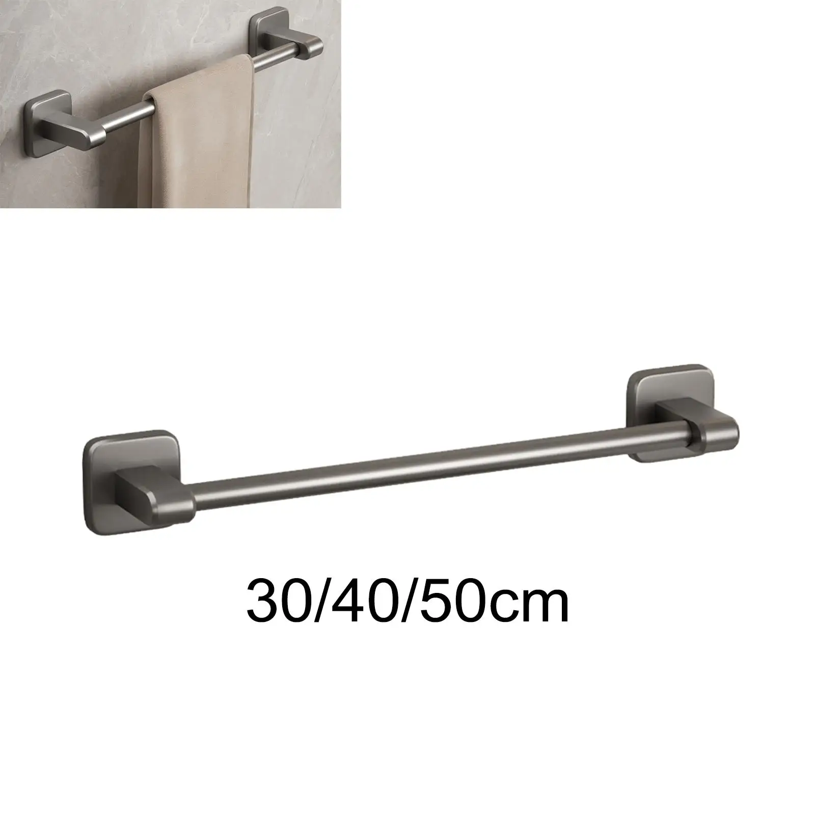 Sturdy Wall Mounted Towel Holder Rack for Bathroom Aluminum No Drill Adhesive Bar for Towels Robe Clothes Drying Organizer