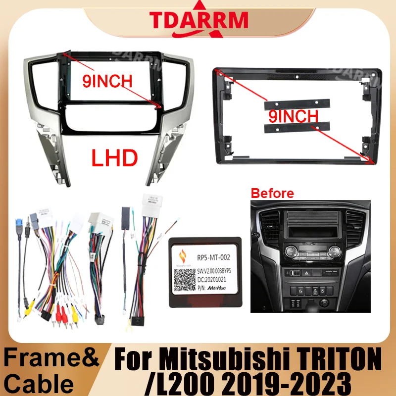 

For Mitsubishi TRITON/L200 2019-2023 car radio android fascia multimedia cd mp5 video Audio stereo panel frame cable harness