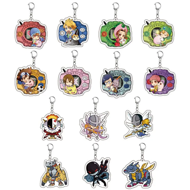 Digimon Acrylic Double Sided Keychain Adventure Anime Merchandise Backpack Charm Accessories Friends Girl Gift Q Version Choice