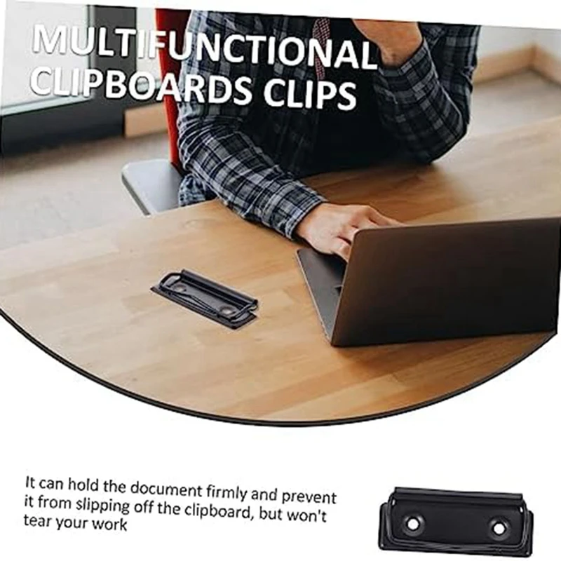 15 PCS Stationery Plate Holder Stainless Steel Clips Office Folders Black Mountable Clipboards Clips File