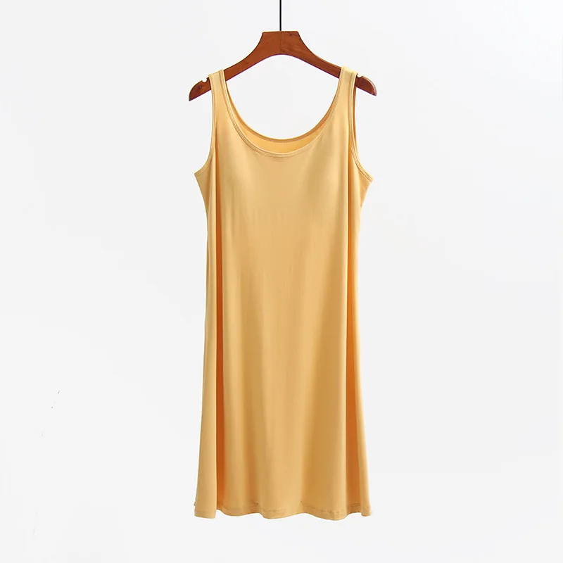 Tank Top Modal Bra Padded Sleeping Dress Women Summer Nightgowns New Thin Solid Color Sleeveless Home Clothes Ladies Sleepshirt