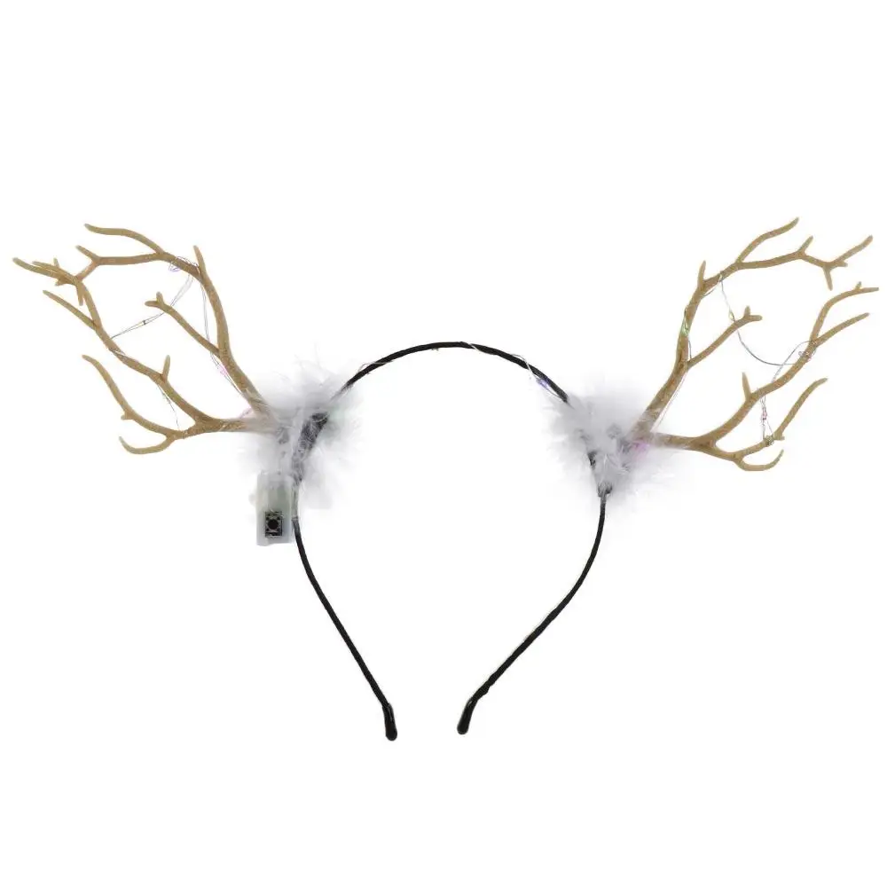 LED-verlichting LED-gloedhoofdband Plastic Kleurrijke knipperende hoofdband Lichtgevende hars Lichtgevende hertenhoorn Haarband Kindercadeau