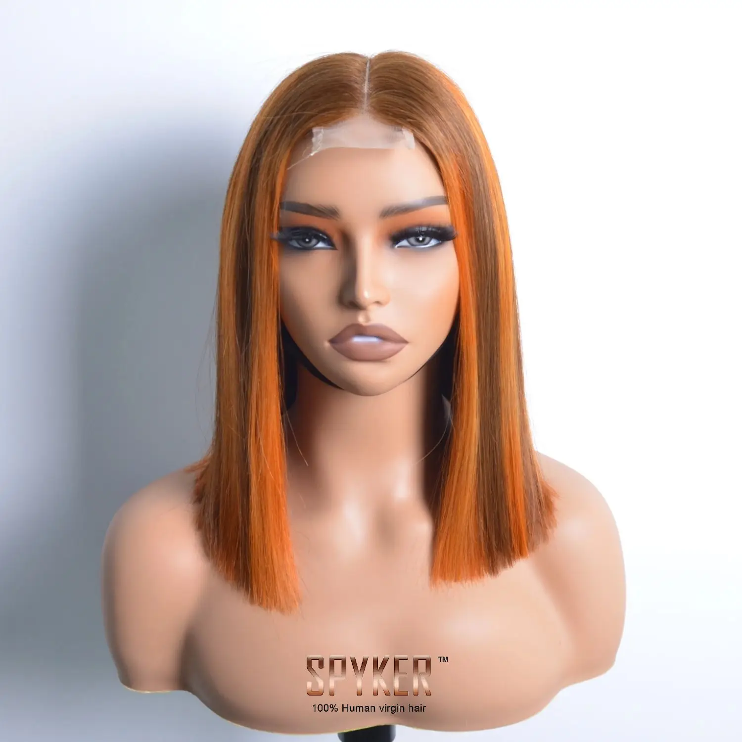 

Raw Human Hair Lace Wig 200 Density Ginger Orange Highlight 2x6 Kim K Bob Wig Human Hair 100% Virgin Hair Wigs For Black Women