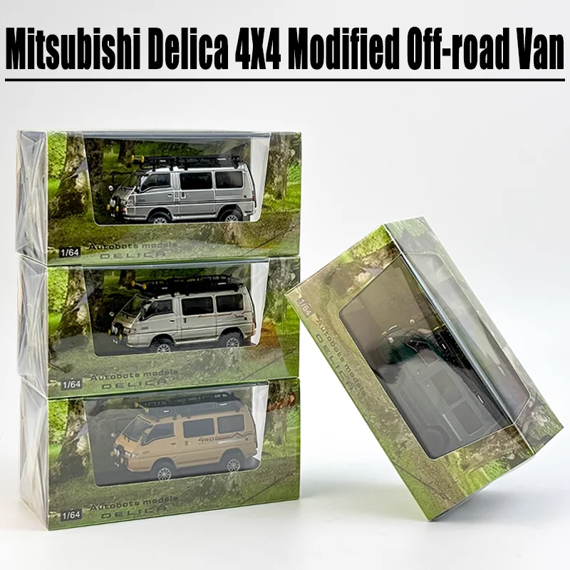 AM 1/64 Mitsubishi Delica 4X4 Gemodificeerde Off-road Van Legering Speelgoed Motorvoertuig Diecast Metalen Model Geschenken