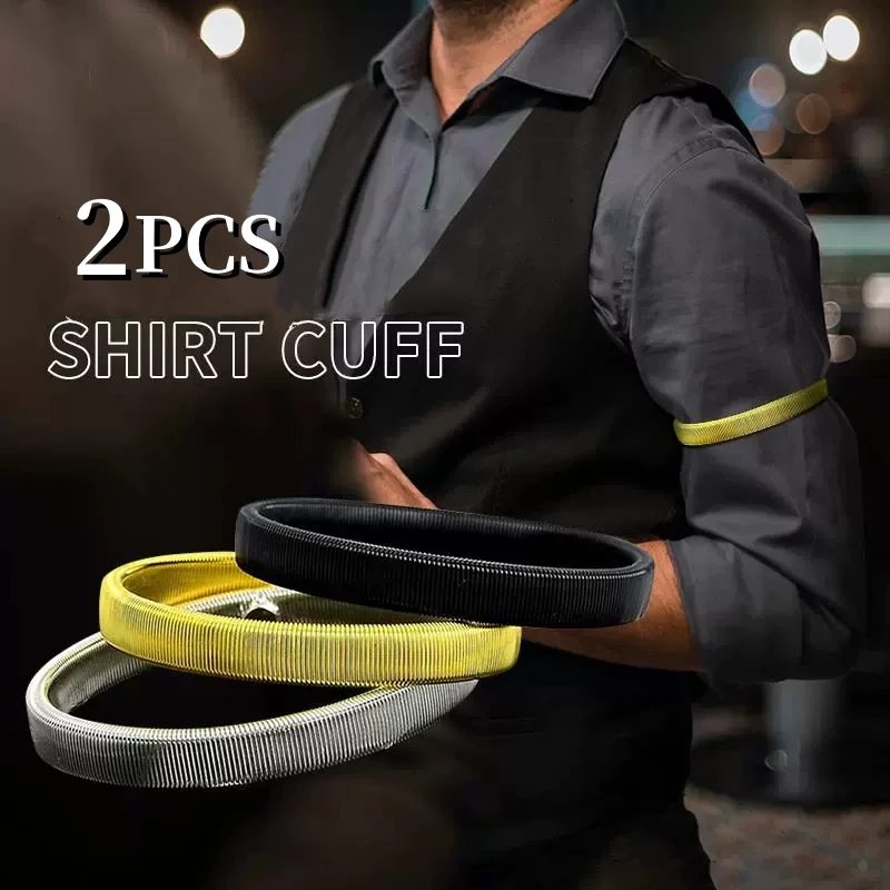 

2pcs Men Elasticated Arm Band Unisex Stretchy Metal Sleeve Garters Shirt Sleeve Holder Anti-Slip Cuff Bands Clothing Accessories