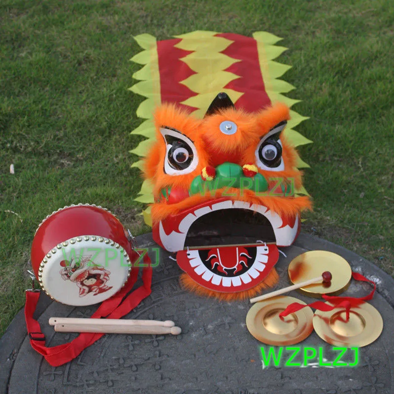 Lion Dance Costume Cartoon Drum Gong  For 2-5 Age Boy Girl Children Play Parade Stage Outdoor Sports Fun Toys Children's Games