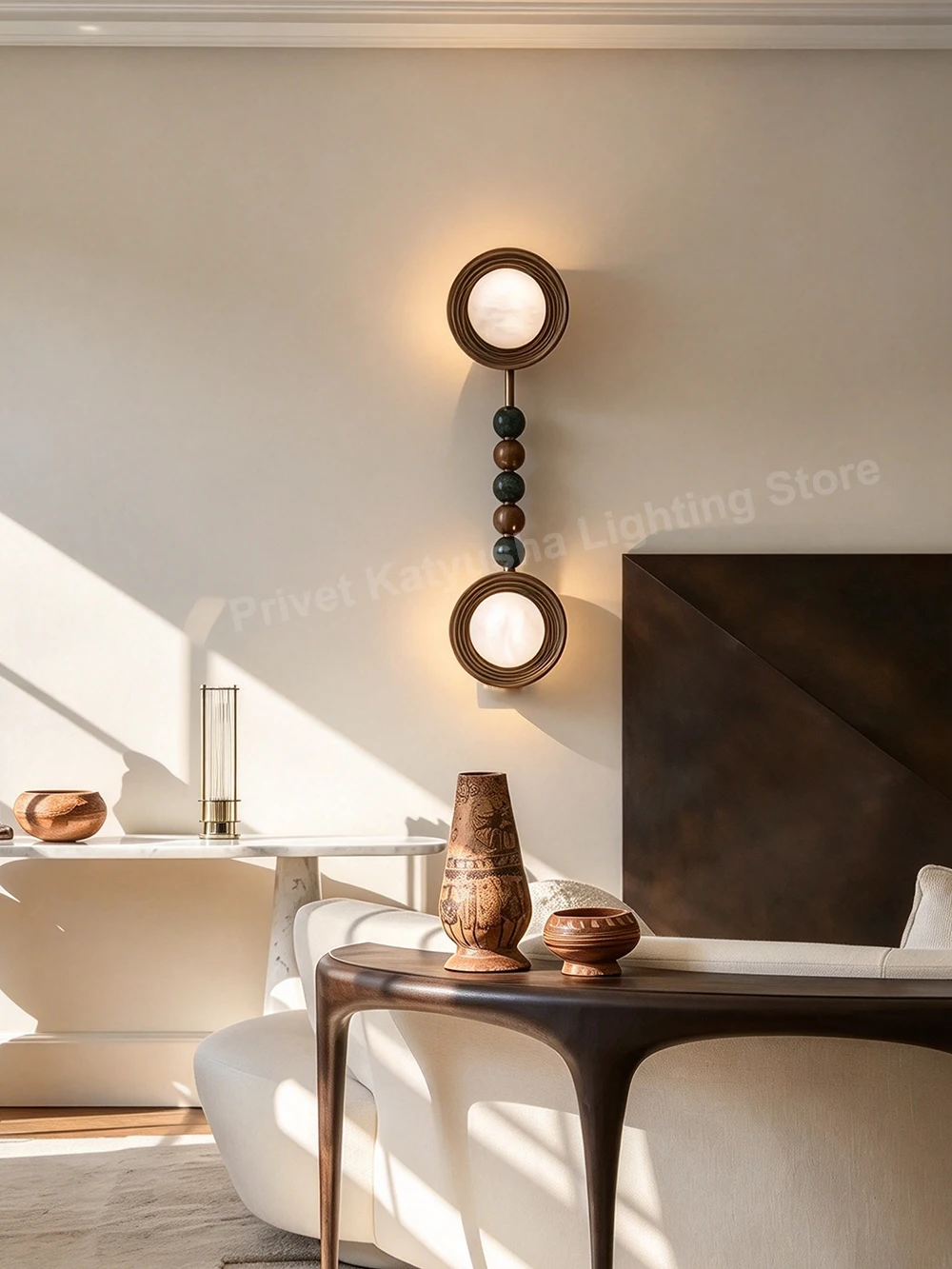 Led Vintage Bronze Copper Marble Wall Lights Luxury Home Decoration Bathroom Living Room Large Alabaster Wall Sconce Lamps