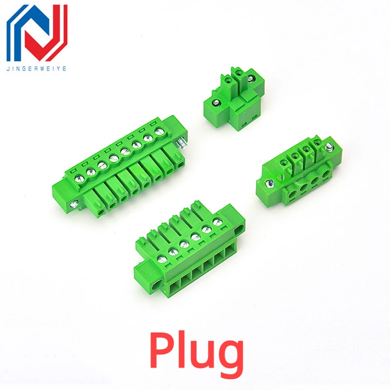 5pcs 15EDG 3.81mm Terminal Block Plug-in With Lock 2P 3P 4P 5P 6-16Pin Fixed Flange Screw 15edg Male/Female Pluggable Connectors