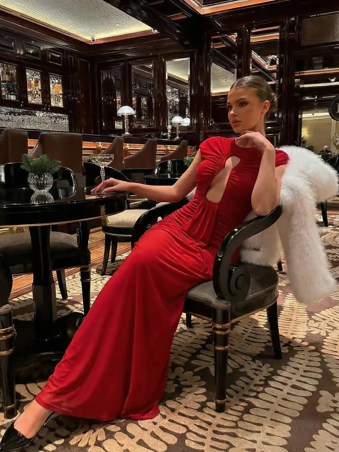 Women's Scoop Neck Short Sleeve Formal Party Dresses Chiffon A-line Prom Gowns Customized Simple Red Evening Dress 2026 New