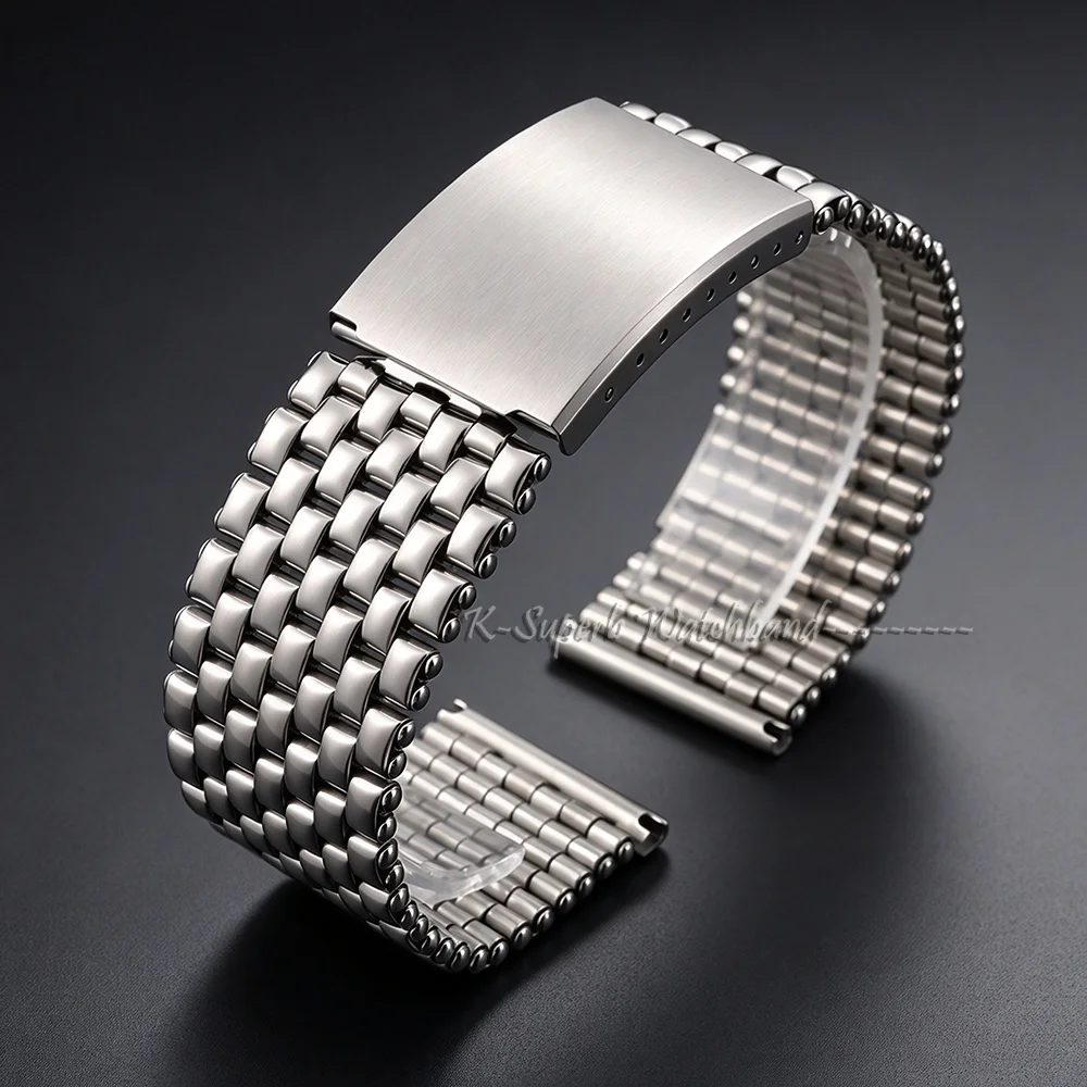 New Riveted Watch Straps for Tissot 20/22/24mm Universal Seven-bead Steel Watchband Folding Clasp Detachable Adjustable Bracelet