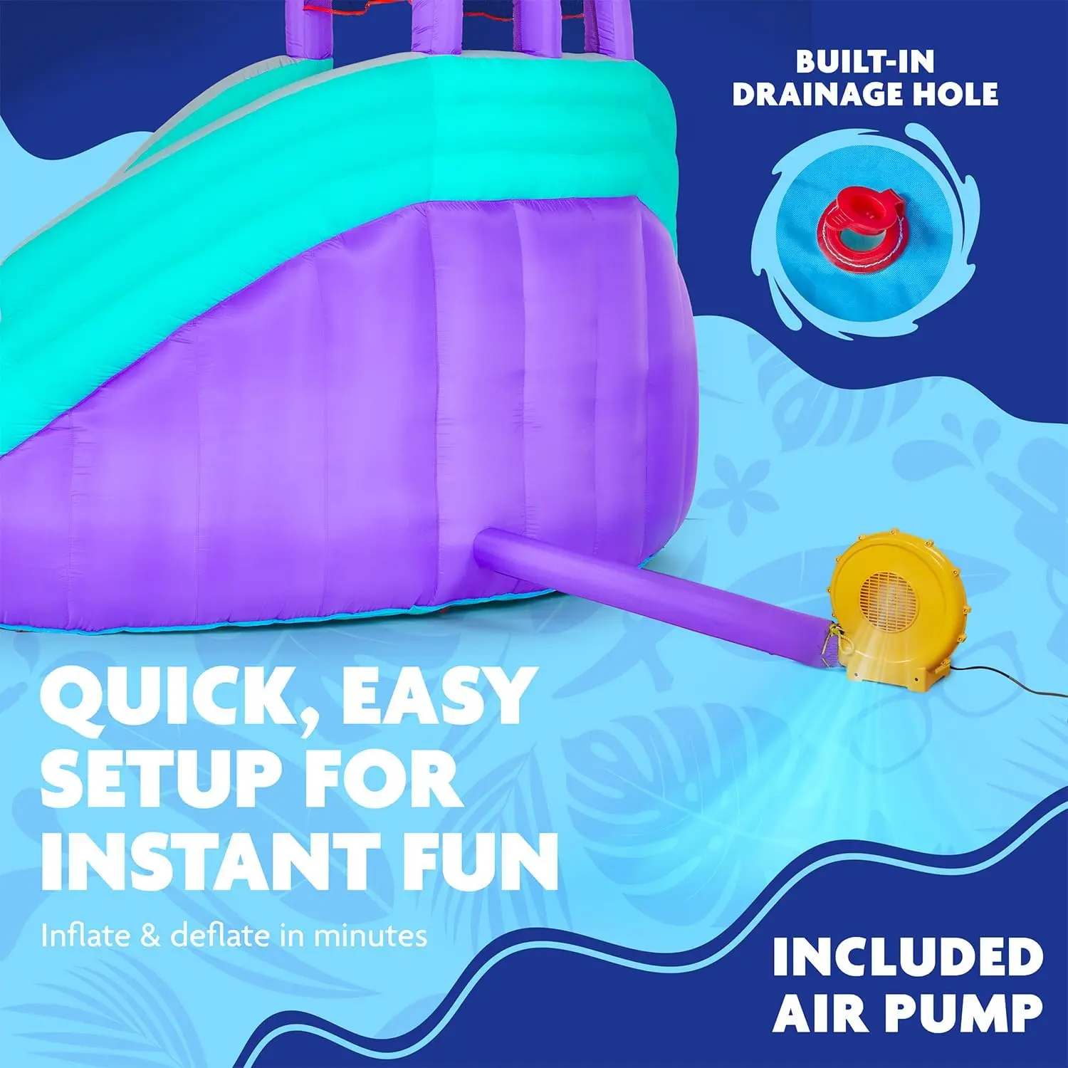 Ultra Climber opblaasbaar waterglijbaanpark – heavy-duty voor buitenplezier - klimmuur, twee glijbanen en splashpool – eenvoudig in te stellen U