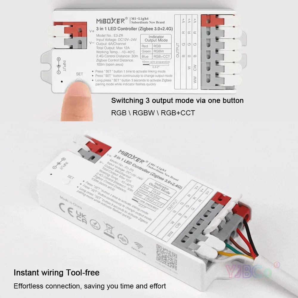 Miboxer Zigbee 3.0 2.4G (Single color/Dual white) 2 in 1 LED Strip Controller Zigbee3.0 RGB/RGBW/RGBCCT 3 in 1 Light tape Dimmer