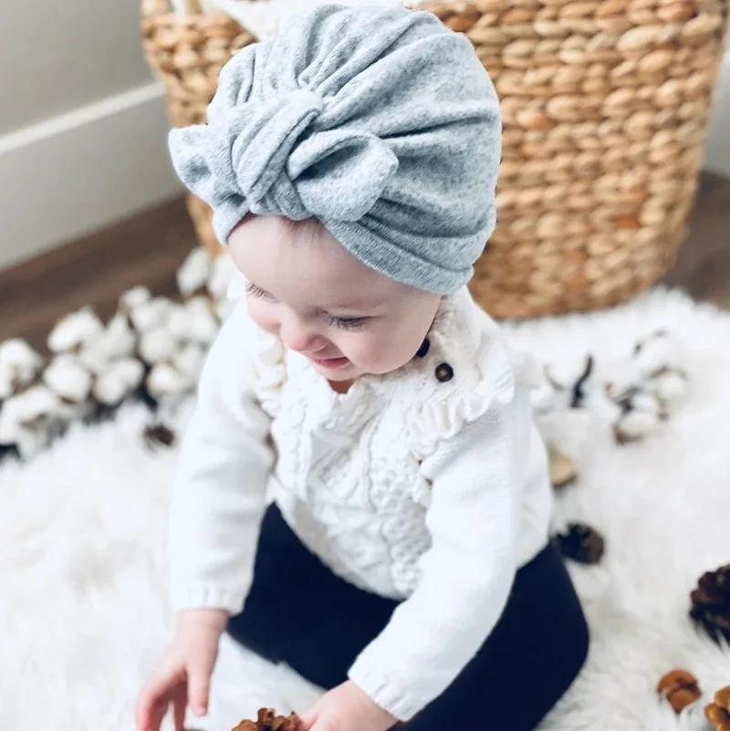 Big Bowknot Baby Hat Turban Spring Newborn Girls Cap Beanies Soft Elastic Infant Toddler Hat