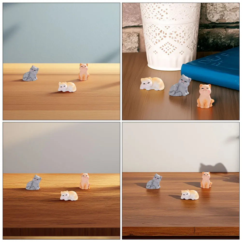 

8pcs Statue Realistic Figurines Detailed Resin Cute Kitten Decor DIY Terrarium Crafts Ornament Moss Landscape