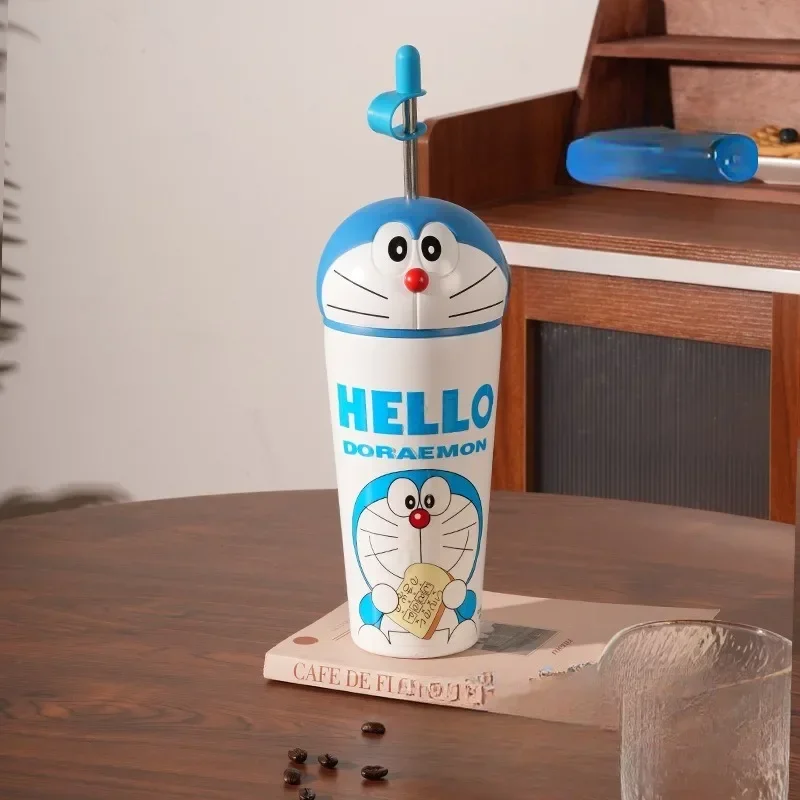 Doraemon Jingle Cat Cartoon Style Stainless Steel Straight Body Insulated Cup Home Office Campus Student High-Looking Water Cup